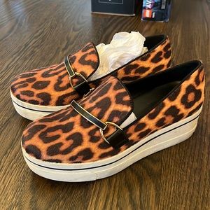 Stella Mccartney leopard platform shoes, furry texture